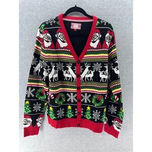 So Cal Look Ugly Christmas Sweater Men's sz M Button Down Holiday Party Funny